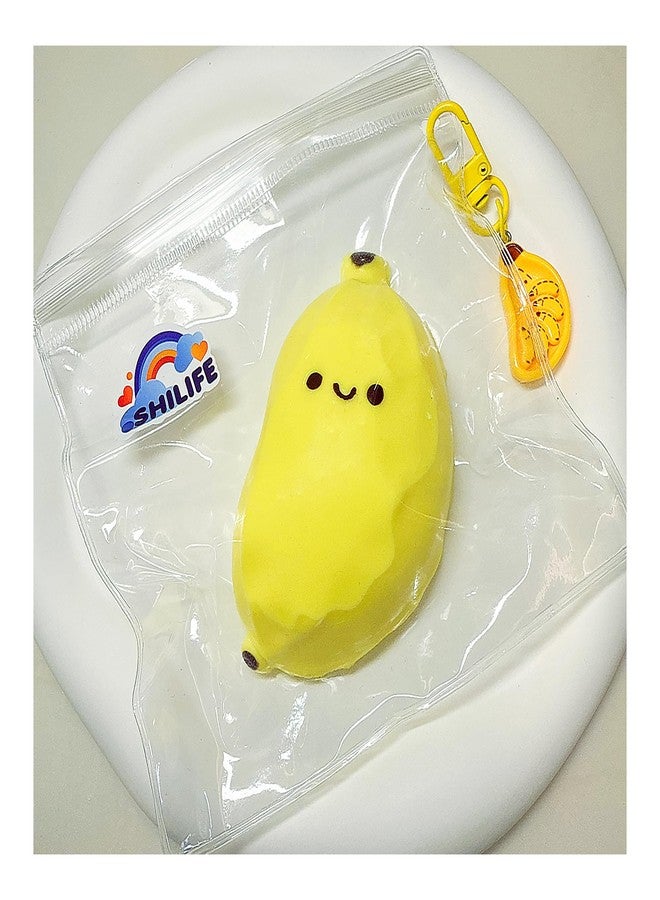 SHILIFE Taba Squishy,Stress Ball, Kawaii Squishies Silica Gel Toys,Stress Relieving Fur Ball OPP Packaging Gifts|Squishy Fidget Toys for Anxiety&Relaxation|Perfect Desk Accessory for Adults (Banana) - Image 3